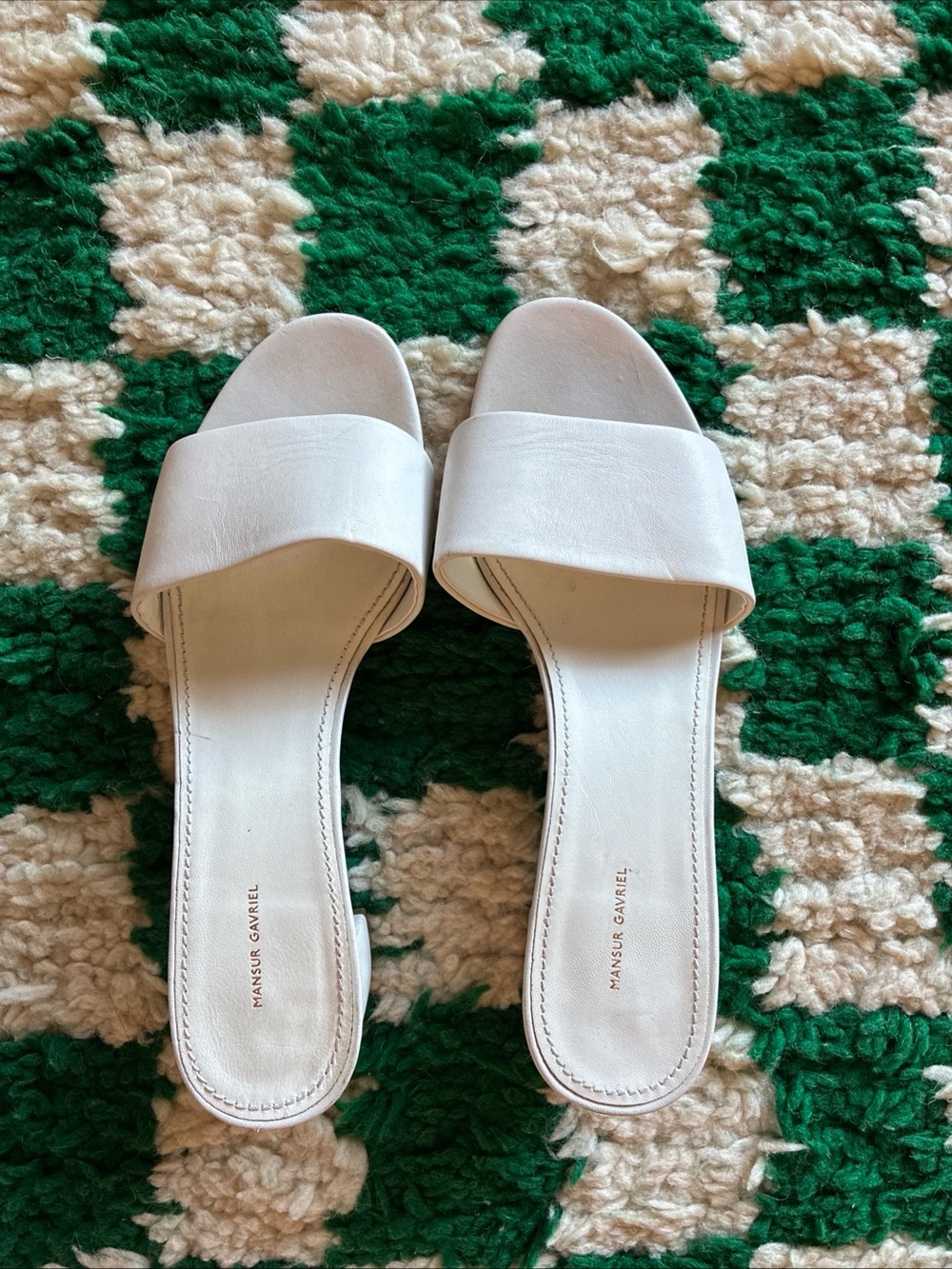Mansur Gavriel White Mule Slide Leather Sandals – Size 39/  8–8.5  Made in Italy